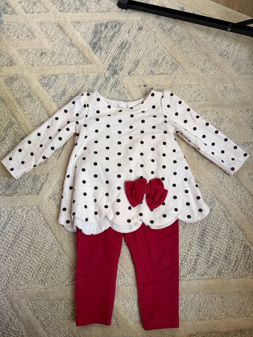 Maggie & Zoe Baby Girl Polka Dot Tunic Top Leggings Set Red White 12M